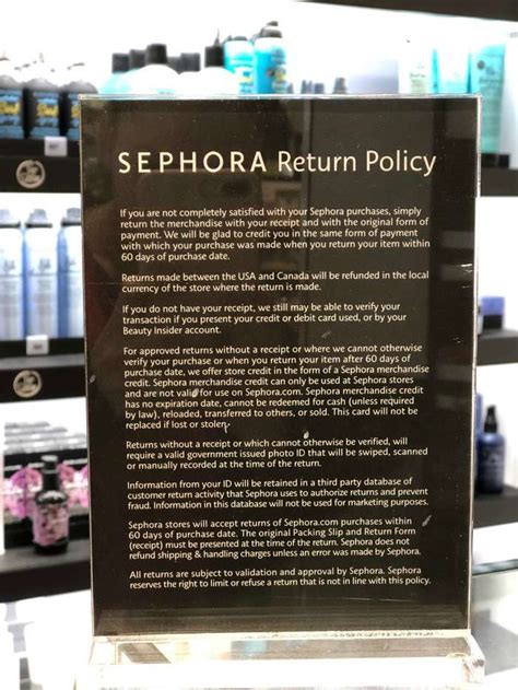 sephora gift return without receipt.